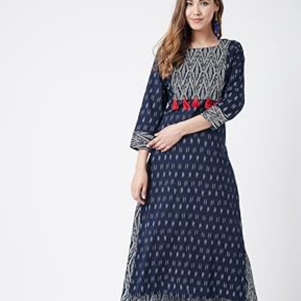 Tissue,Casual Blue Tunic, with 3/4 Sleeves,Split Both Sides,Size 42